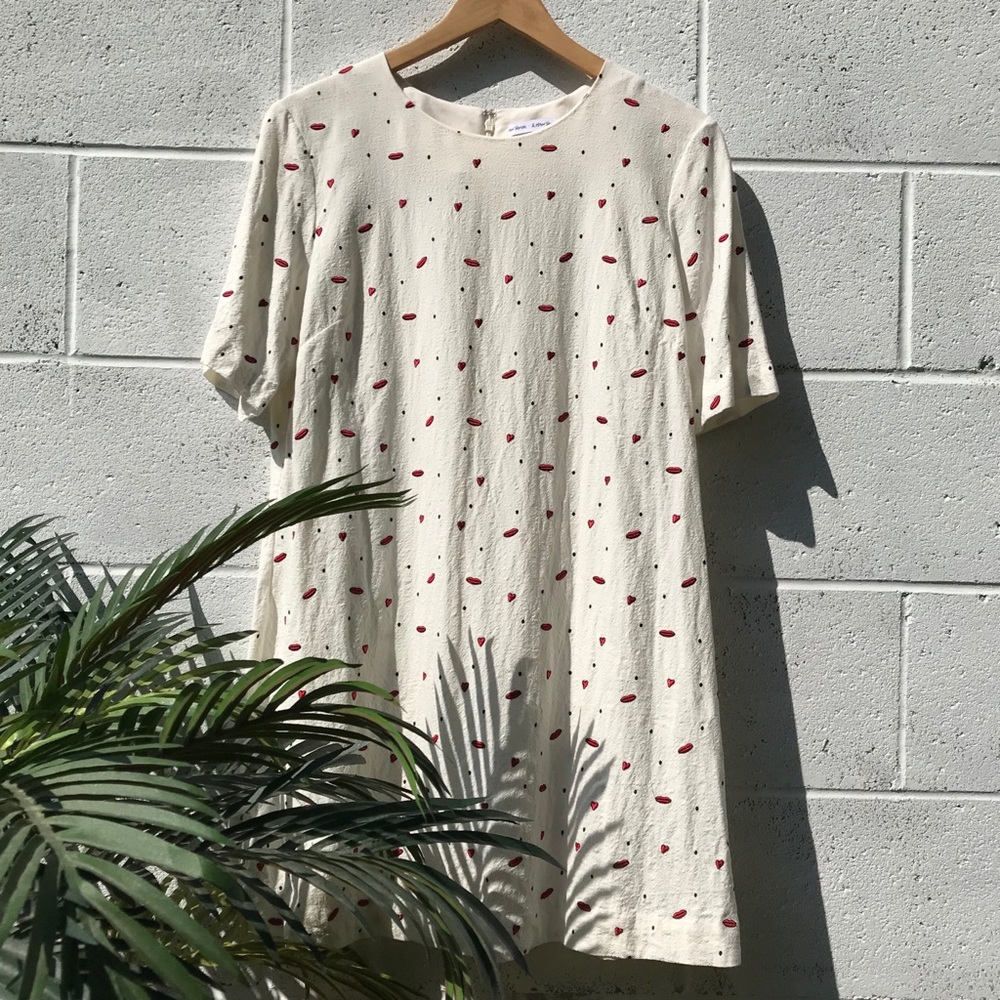 & Other Stories Embroidered Lips and Hearts Dress